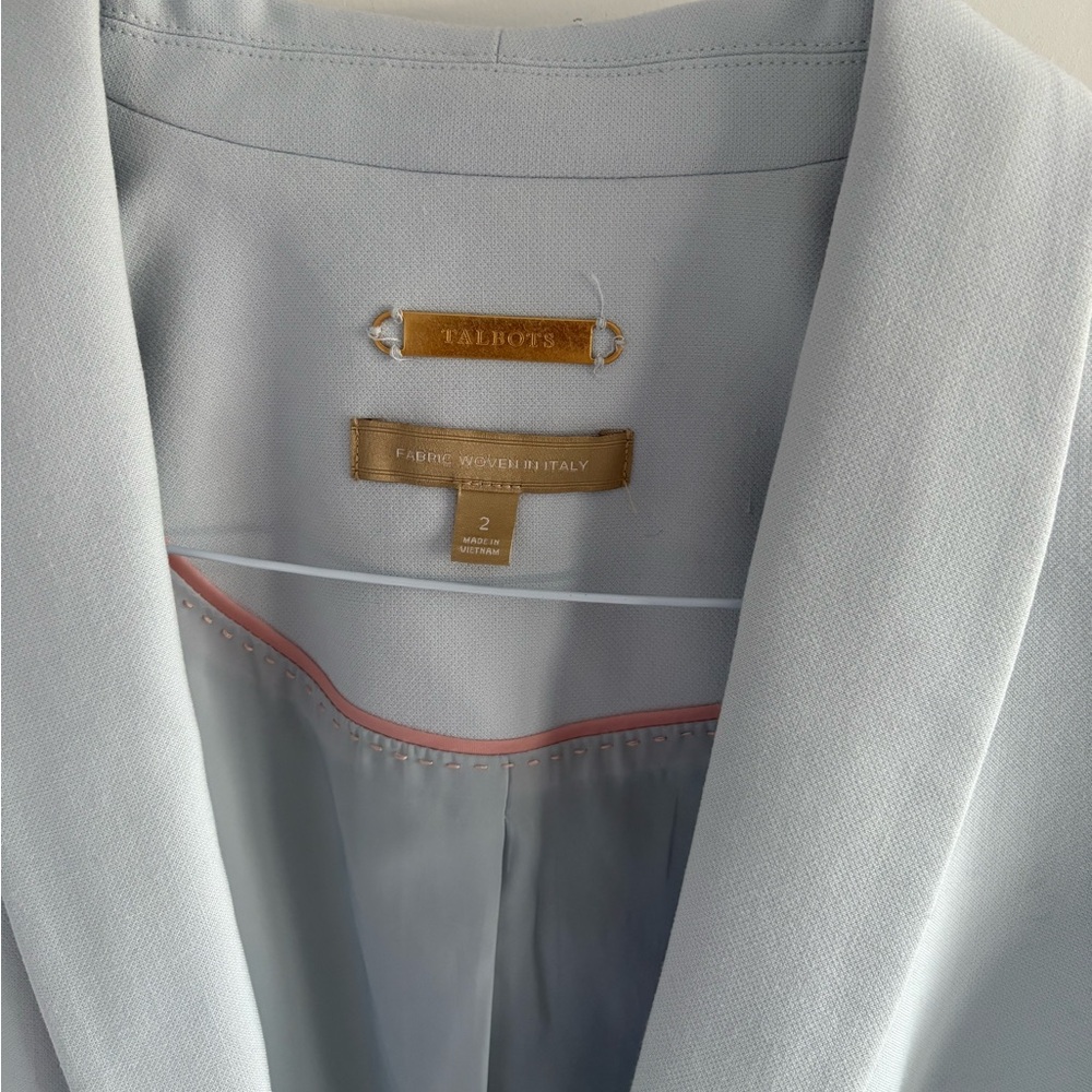 Talbots Italian luxe double cloth single button baby blue blazer size 2 - Picture 10 of 13
